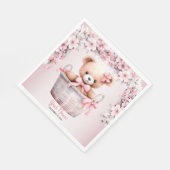 Teddy Bear Baby Girl Pink Blume Party Elegant Serviette (Ecke)