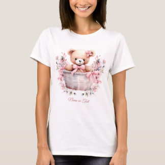 Teddy Bear Baby Girl Pink Blume Party Elegant T-Shirt
