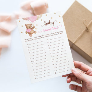 Teddy Bear Baby Name Race Baby Shooting Game Card Einladung