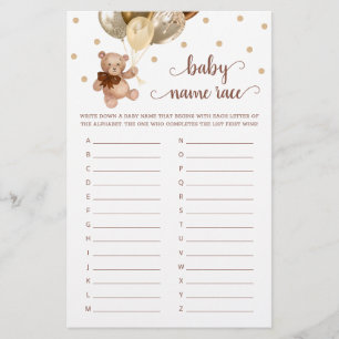 Teddy Bear Baby Name Race Baby Showspiel