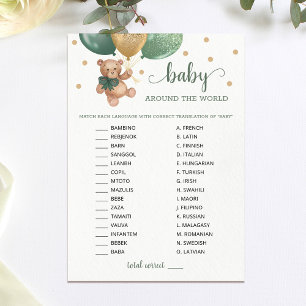 Teddy Bear Baby Rund um die Welt Baby Shower Card Einladung