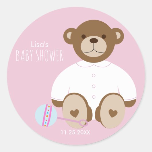 Teddy Bear Baby Shocker, rosa Hintergrund Runder Aufkleber (Vorderseite)