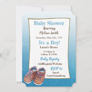Teddy Bear Baby Shoes Kinderdusche Einladungen