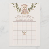 Teddy Bear Baby Shooter Bingo Game Template Einladung (Vorderseite)