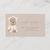 Teddy Bear Baby Shooter Geschenkgutscheine Registr Visitenkarte (Vorderseite)