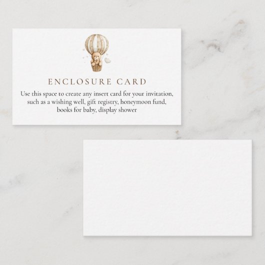 Teddy Bear Baby Shooting Card Begleitkarte (Vorne/Hinten)