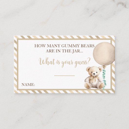 Teddy Bear Baby Shooting Game Card Hinweiskarte (Vorderseite)