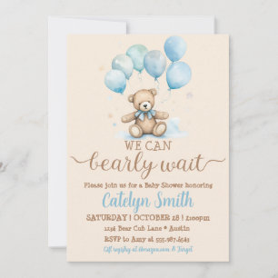 Teddy Bear Baby Showbären und Balloons Einladung