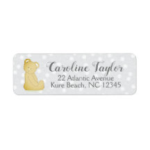 Teddy Bear Baby Shower Address Label grau & braun