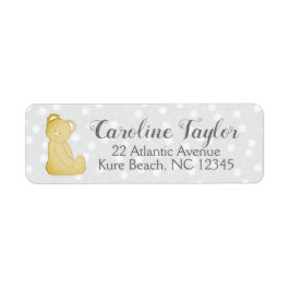 Teddy Bear Baby Shower Address Label grau & braun