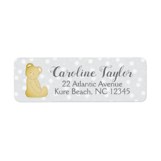 Teddy Bear Baby Shower Address Label grau & braun