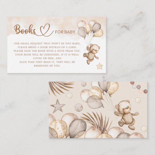 Teddy Bear Baby Shower Books für das Baby Begleitkarte (Vorne/Hinten)