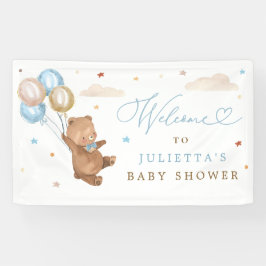 Teddy Bear Baby Shower Boy Blue Bär Willkommen Banner
