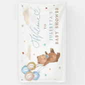 Teddy Bear Baby Shower Boy Blue Bär Willkommen Banner (Vertikal)