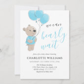 Teddy Bear Baby Shower Boy Blue Einladung (Vorderseite)