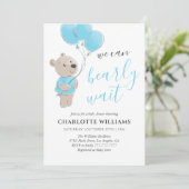 Teddy Bear Baby Shower Boy Blue Einladung (Stehend Vorderseite)
