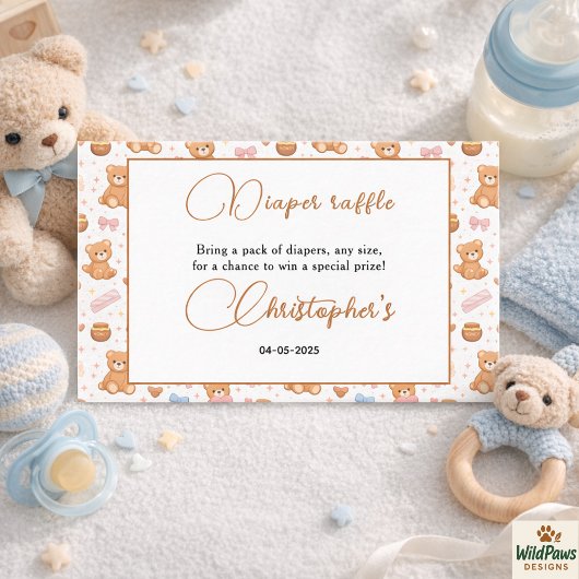 Teddy Bear Baby Shower Boy | Cute Blue Bear  Begleitkarte