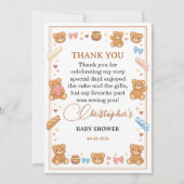 Teddy Bear Baby Shower Boy | Cute Blue Bear Dankeskarte (Vorderseite)