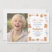 Teddy Bear Baby Shower Boy | Cute Blue Bear  Einladung (Vorderseite)