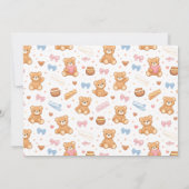 Teddy Bear Baby Shower Boy | Cute Blue Bear  Einladung (Rückseite)
