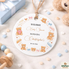 Teddy Bear Baby Shower Boy | Cute Blue Bear Geschenkanhänger