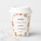 Teddy Bear Baby Shower Boy | Cute Blue Bear Pappbecher (Rückseite)