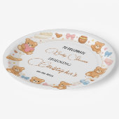 Teddy Bear Baby Shower Boy | Cute Blue Bear Pappteller (Schrägansicht)