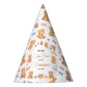 Teddy Bear Baby Shower Boy | Cute Blue Bear Partyhütchen (Vorderseite)