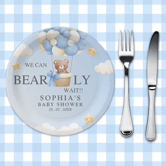 Teddy Bear Baby shower boy Decoration Pappteller