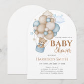 Teddy Bear Baby Shower Boy Einladung (Vorne/Hinten)