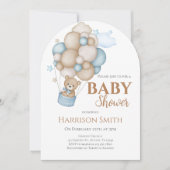 Teddy Bear Baby Shower Boy Einladung (Vorderseite)