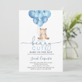 Teddy Bear Baby Shower Boy Einladung (Stehend Vorderseite)