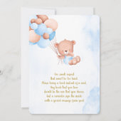 Teddy bear baby Shower Boy Einladung (Rückseite)