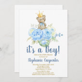 Teddy Bear Baby Shower Boy Einladung (Vorne/Hinten)