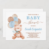 Teddy Bear Baby Shower Boy Einladung (Vorne/Hinten)