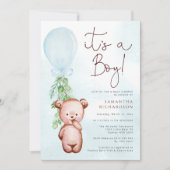 Teddy Bear Baby Shower Boy Einladung (Vorderseite)