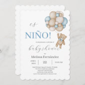 Teddy Bear Baby Shower Boy Einladung (Vorne/Hinten)