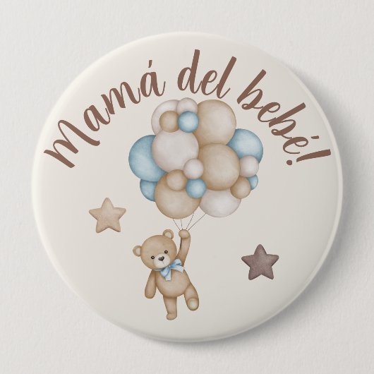 Teddy Bear Baby Shower Boy in Spanisch Button (Vorderseite)
