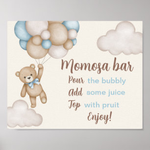 Teddy Bear Baby Shower Boy Mama osa Zeichen Poster