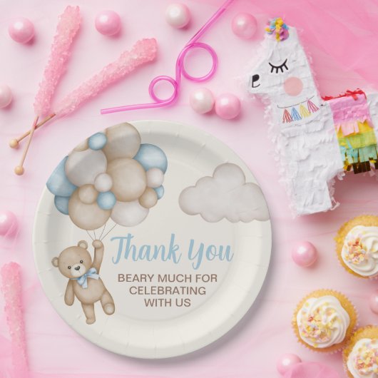 Teddy Bear Baby Shower Boy Pappteller (Party)