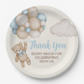 Teddy Bear Baby Shower Boy Pappteller (Vorderseite)