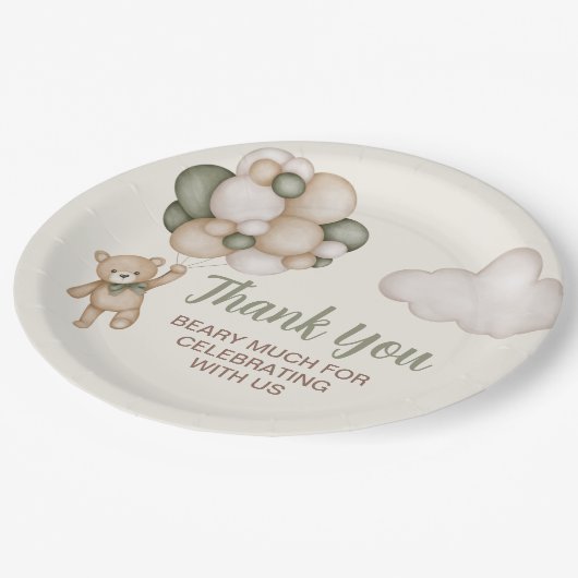 Teddy Bear Baby Shower Boy Pappteller (Schrägansicht)