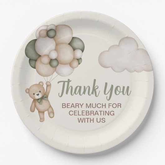 Teddy Bear Baby Shower Boy Pappteller (Vorderseite)