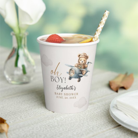 Teddy Bear Baby Shower Boy party Pappbecher (In Situ)