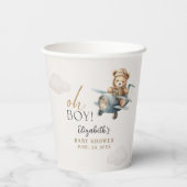 Teddy Bear Baby Shower Boy party Pappbecher (Rückseite)