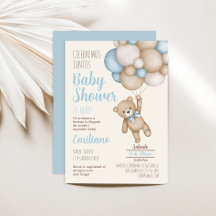 Teddy Bear Baby Shower Boy Spanische Einladung
