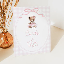 Teddy Bear Baby Shower Cards and Gifts Table Sockelschild