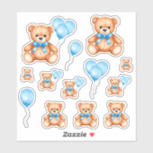 Teddy Bear Baby Shower Custom Cut Vinyl Sticker (Blatt)