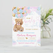 Teddy Bear Baby Shower Einladung (Stehend Vorderseite)