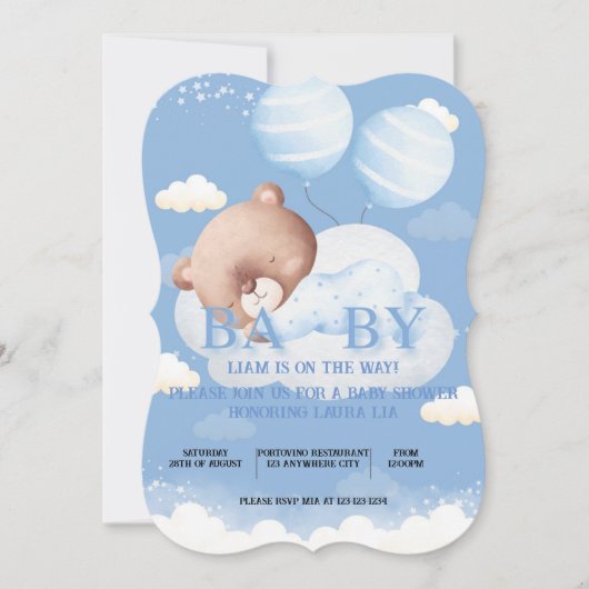 TEDDY BEAR BABY SHOWER EINLADUNG (Vorderseite)